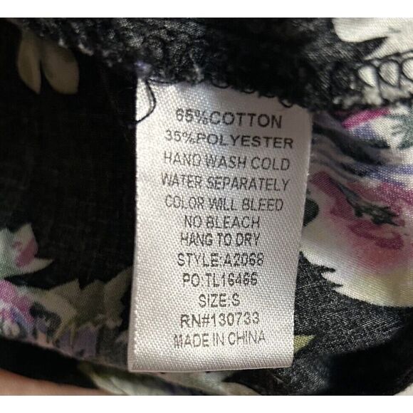 Umgee Black W Floral Long Sleeve Blouse Shirt Top (Poss Dress?) Boho Size Small - Picture 7 of 10